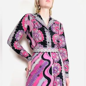 Vintage 60’s Label Iconic Emilio Pucci Purple 2pc Skirt Set